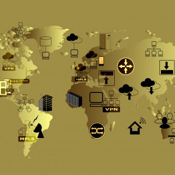 World map with VPN logo on it 